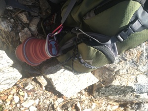 hydaway bottle attached to daypack